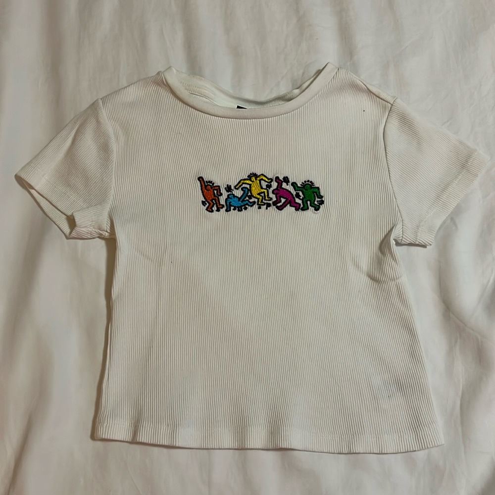 Keith Haring embroidered crop top